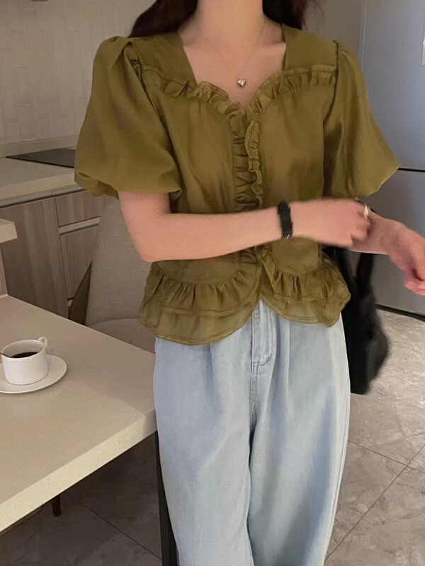 [Zoe Zoe] Korean wave neckline design shirt c906\zjy