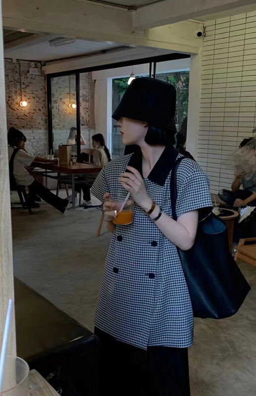 [lidada] baby collar thousand bird check small shirt 2503\hbx