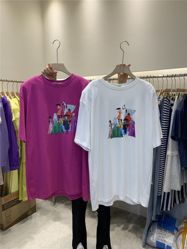 [Yan Zhen] character print casual loose short sleeve T-shirt 96601\pcz