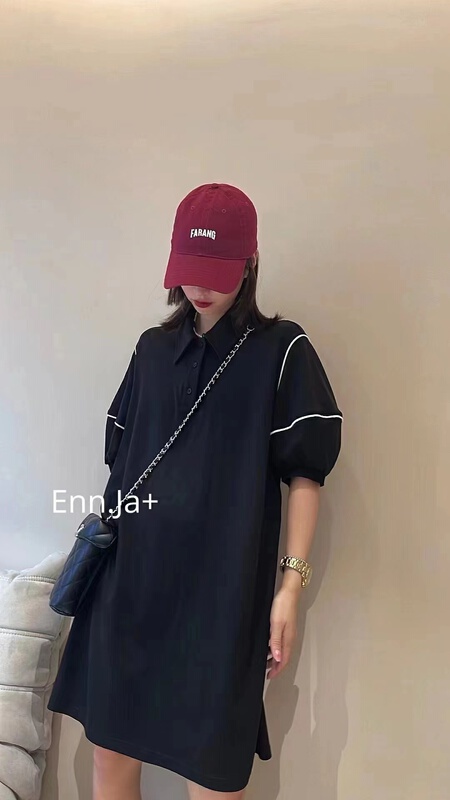 [we home] polo collar Lantern Sleeve commuter casual dress 2161\l