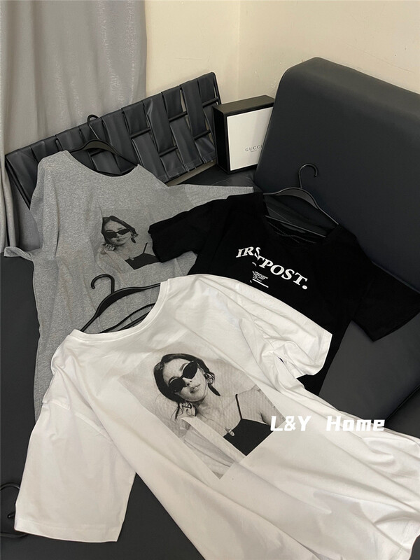 [new time /l&y home] Unisex casual European and American portrait printed short sleeve T-shirt 6166\xyy