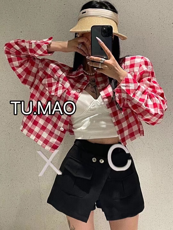 [DL] Plaid long sleeve sunscreen shirt 8651\wtt