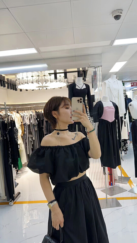 [semi plain] off shoulder elegant blouse + temperament skirt suit u571\zjy