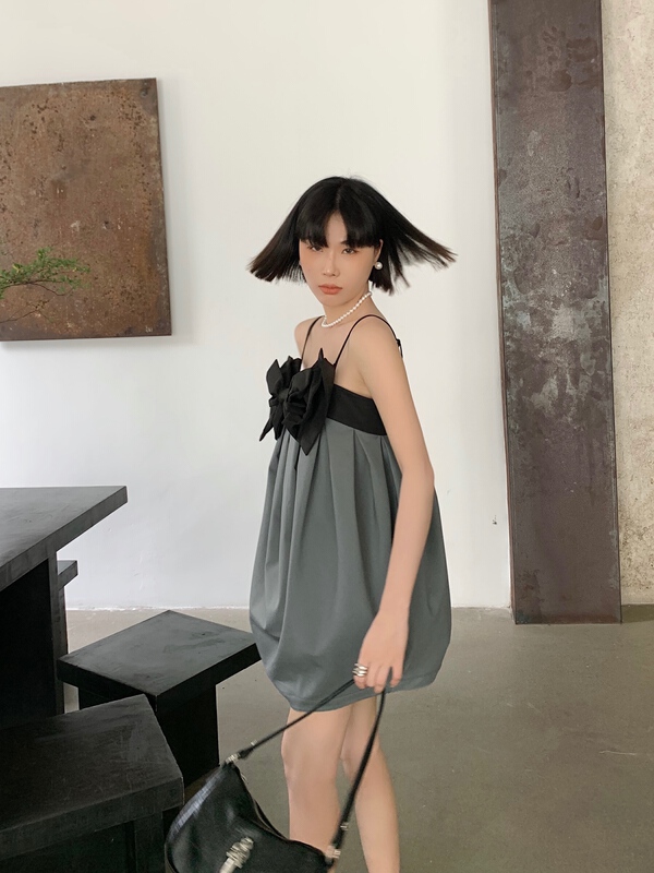 [pink Pinker] bow check strap dress 82537\lsl