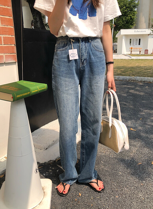 [meet me] Korean version of versatile loose fitting jeans 61173\ll