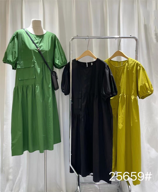 [Mujia Mujia] round neck bubble sleeve lady dress (skirt only) 25659\l