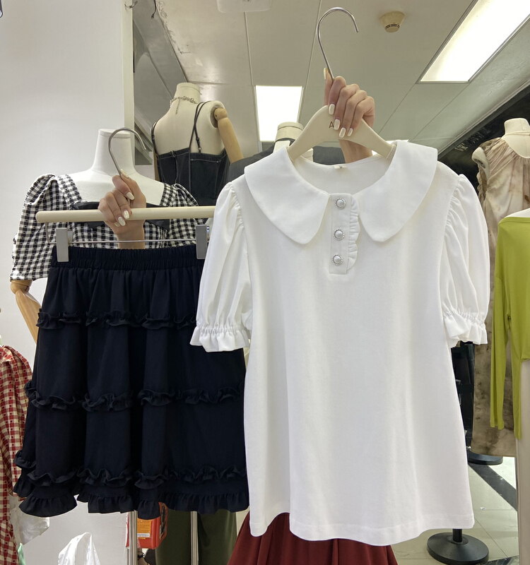 [am Gardenia] Korean lace sweet polo shirt + age reducing skirt two piece suit 3602\pcz