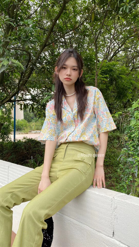 [moss queen] casual simple tie dyed shirt 50315\xyy