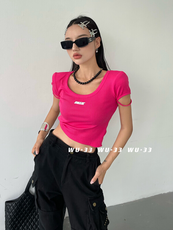 Main 8 colors! [wu.33] spice girl fashion letter short sleeve T-shirt 22362\wtt