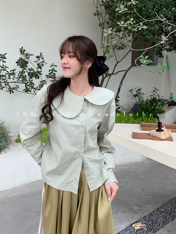 Original price 55.27! [ing] Korean sweet aging shirt 6762\zsy