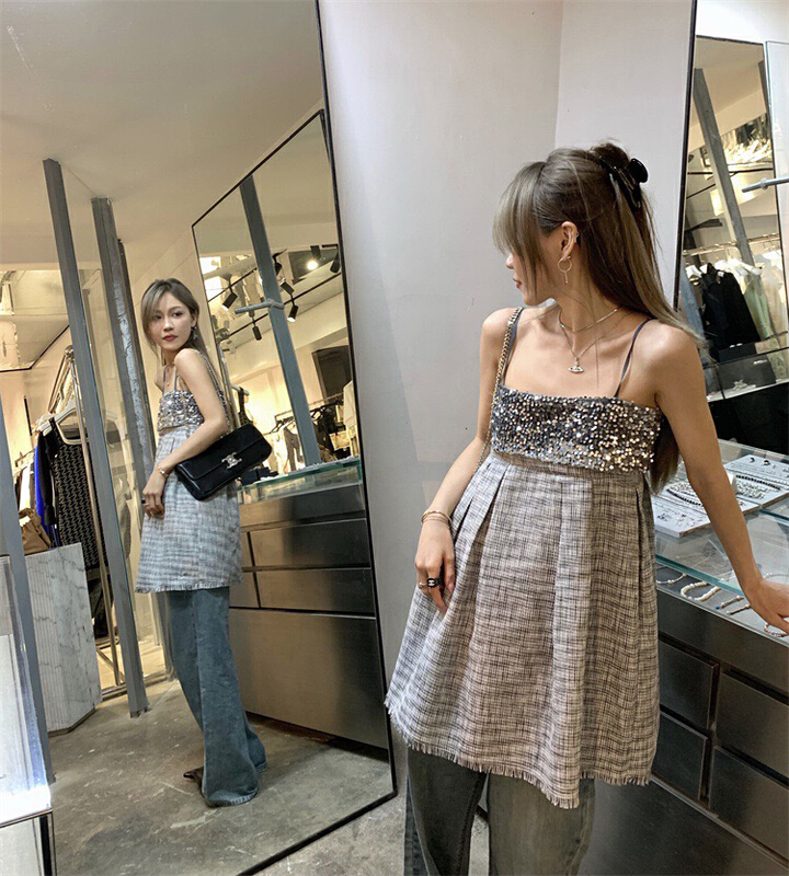 [wgwe] glittering Sequin silver grey small fragrant wind shirt (only selling small shirts) 1959\pcz