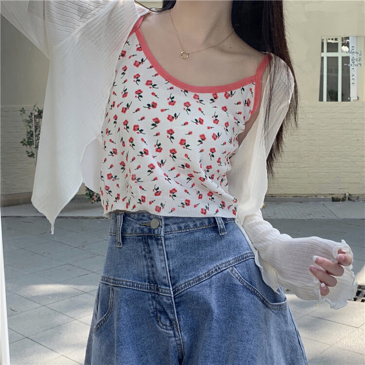 [f · P] sexy Spice Girl V-neck rose jacquard vest / sling 96115\hbx