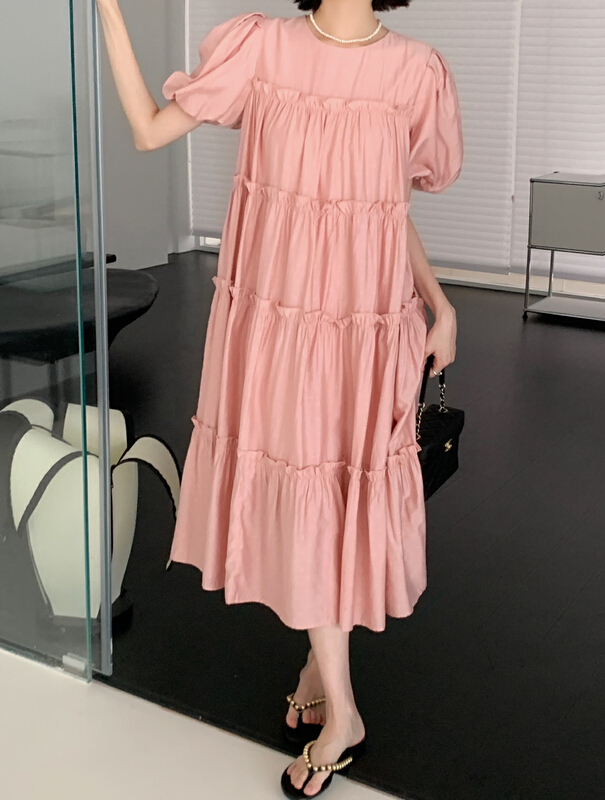 [new open] round neck loose and thin design sense niche dress xl22833\zxx