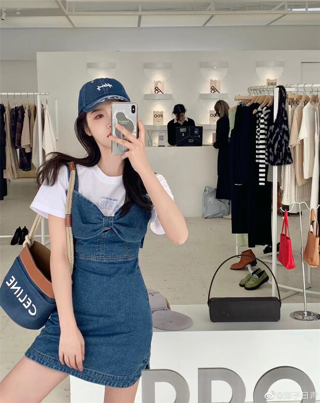 [six] little womanly sweet denim suspender dress 6278\pcz