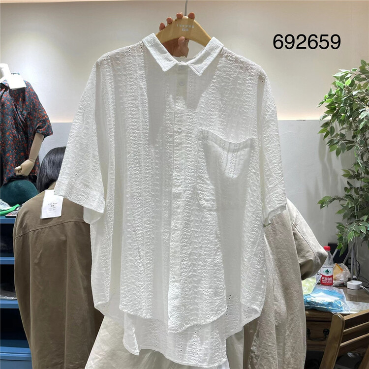 [twenty printed wood] clean single breasted comfortable shirt 692659\l