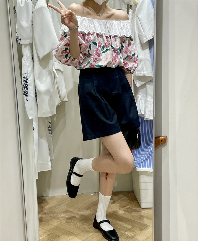 [best u] fresh flowers sweet shoulder shirt 60113\lsw