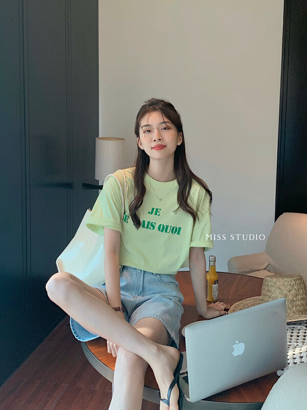 [miss miss home] back exposed small feature comfortable loose short sleeve T-shirt y8840