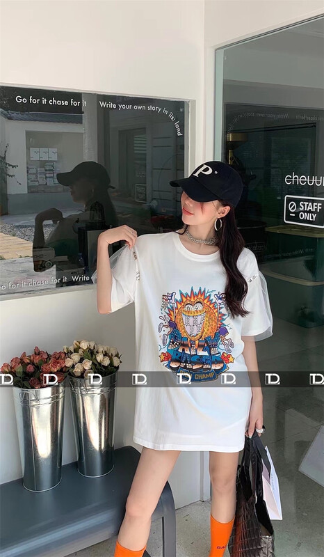 [tangdou original] heavy industry Nail Drill splicing mesh Pullover short sleeve T-shirt 9660\wtt