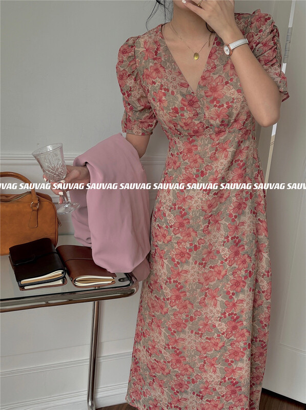 [sauvag] V-neck lady dress c3093\ll