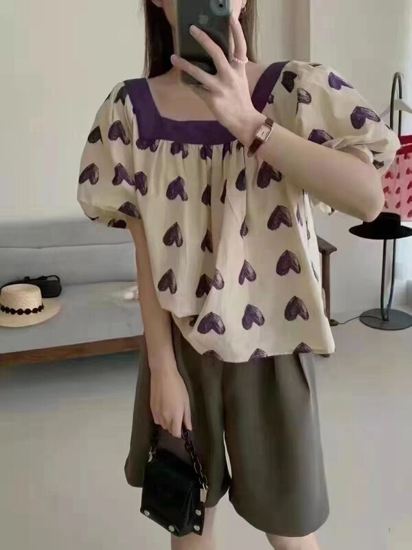 [ya.mei] square neck fashion shirt 3887-1\ll