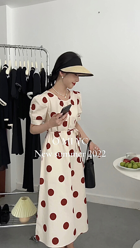 [O MI] Korean wave dot age reducing dress 7322\hbx