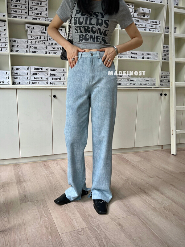 [OSHA madeinost] Vintage texture, rough hem, jeans, split 86396