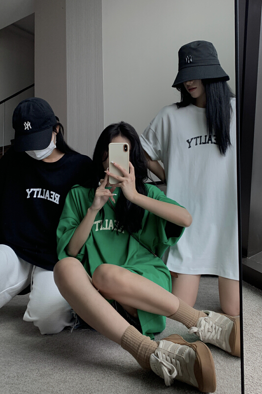 [11An] versatile loose Casual Short Sleeve T-shirt dress a6706