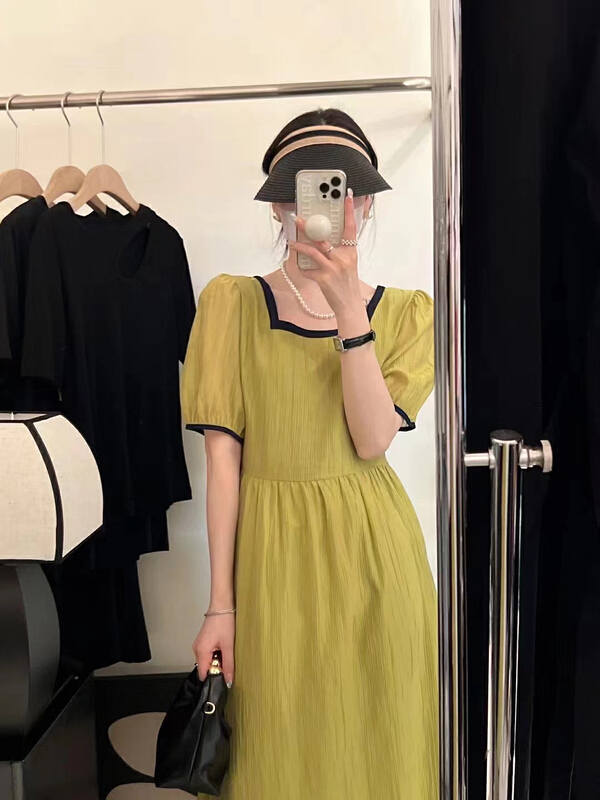 [Zoe Zoe] Korean version square neck pit strap dress c690\zjy
