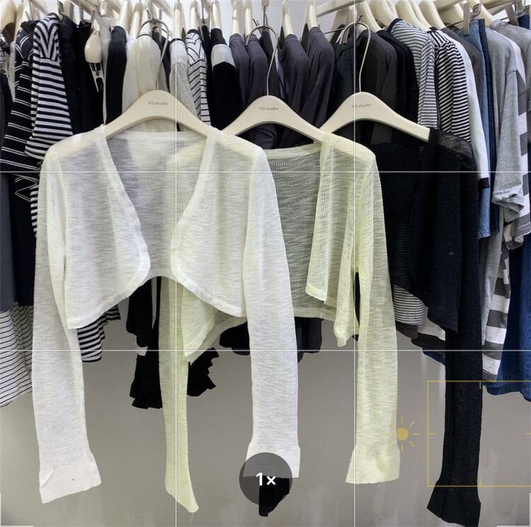 [h2-studio] simple casual short knitted sunscreen shirt a1022\hbx