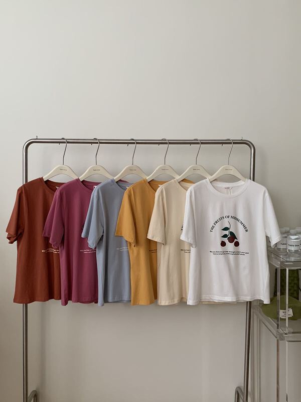New year in early spring! [table blue] Korean alphabet printed short sleeve T-shirt 2038\lsw