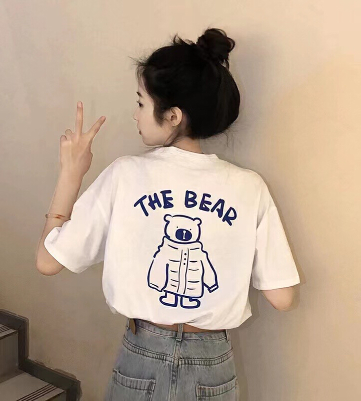 [j.2] Korean casual bear printed short sleeve T-shirt 8657\lsw