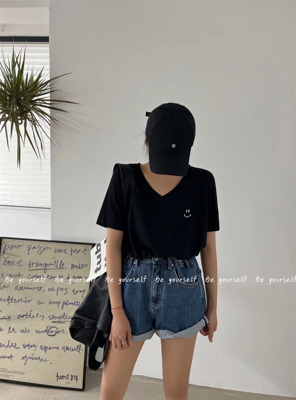 [be your self] V-neck Pullover comfortable short sleeve T-shirt t66193\hyy