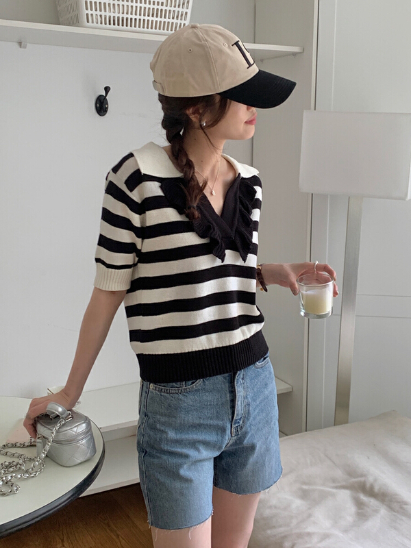 [the nice] casual simple stripe T-shirt 00316\hjy