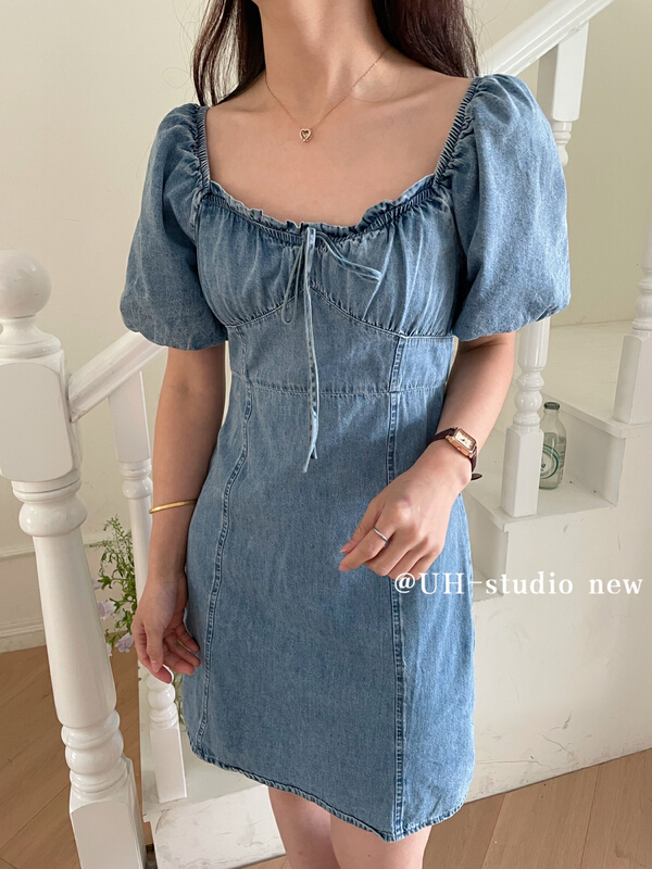 In early summer! [uh] small fresh wash denim craft dress 7767\hjy