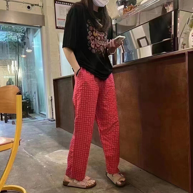 [keen k] Plaid versatile Korean casual pants p63\wtt