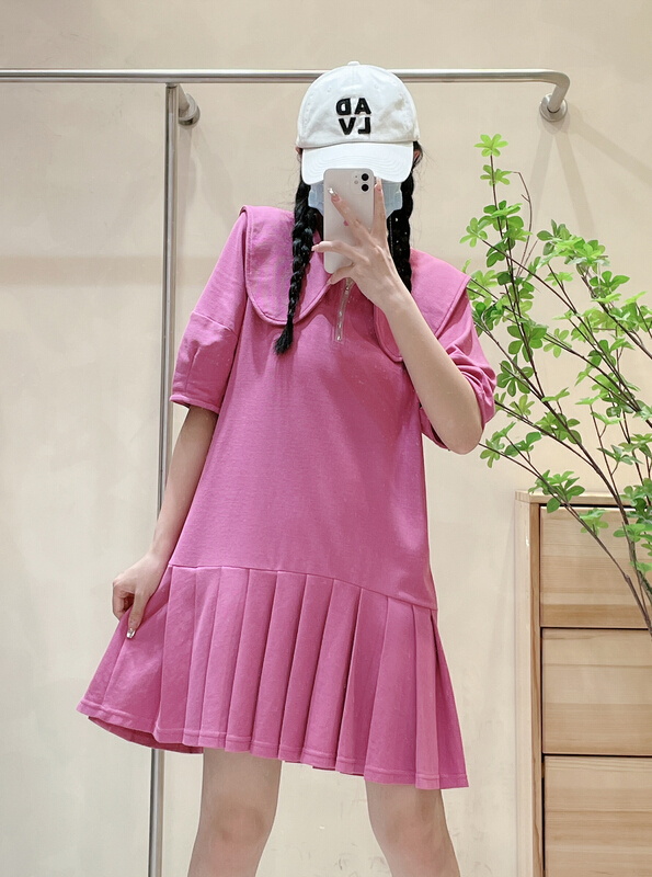 [C.H] Korean large lapel Pleated Dress 666\lsw