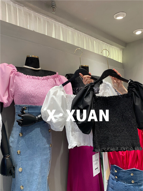 [x.xan] bubble sleeve solid color simple shirt 7296\pcz