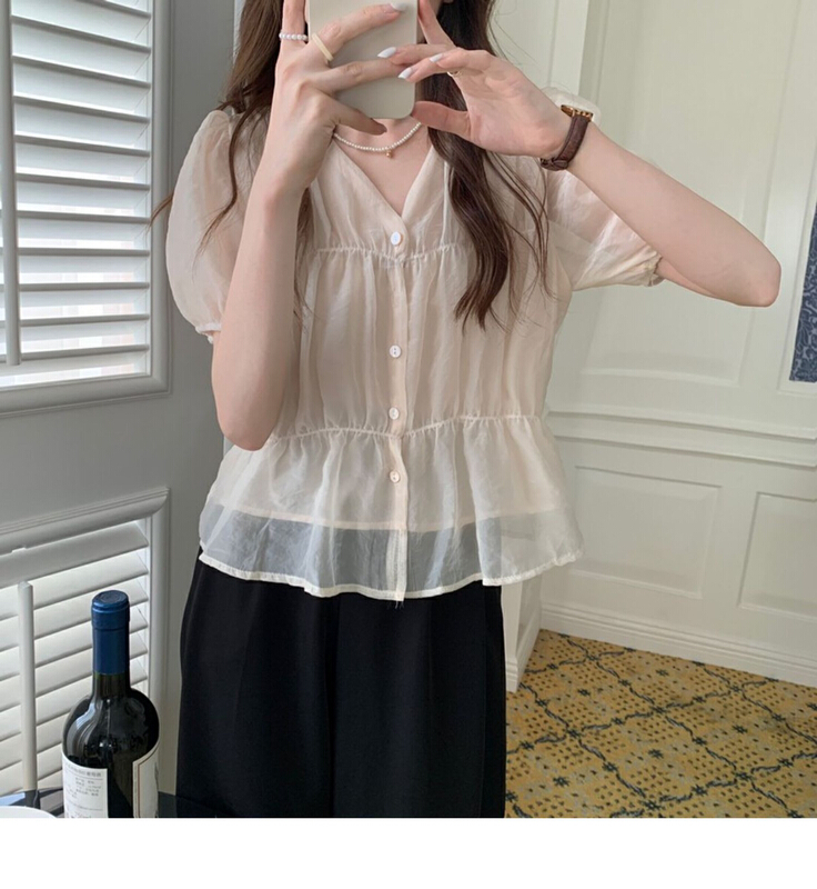 [jun.t] V-neck fashion versatile shirt 6213\pcz