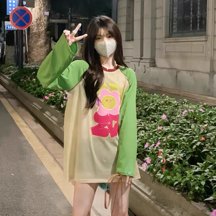 [JX] sunflower color contrast versatile sunscreen shirt 1547\wtt