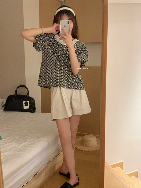 [seek peach] color blocked fashion classic shirt 5353\ll