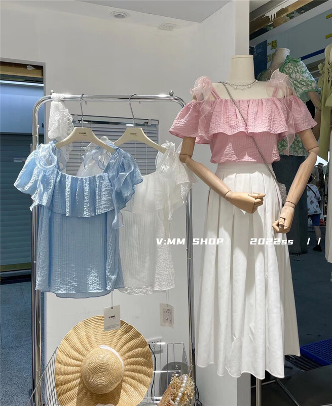 [v:mm] sweet little fresh sling off shoulder shirt 3281\cls
