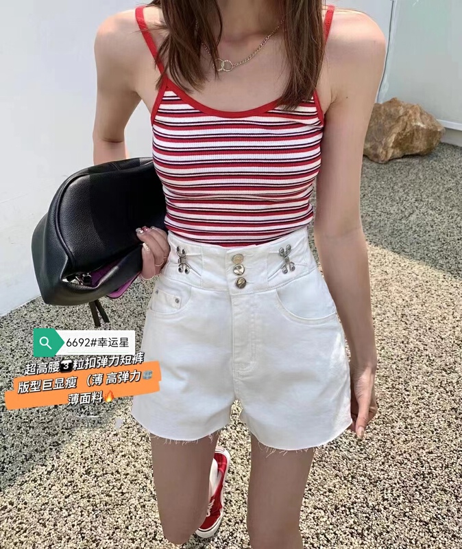 [J-star] personalized high waist thin denim shorts 6692\cl