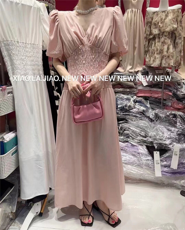 [pepper] pull up V-neck solid dress 392\pcz