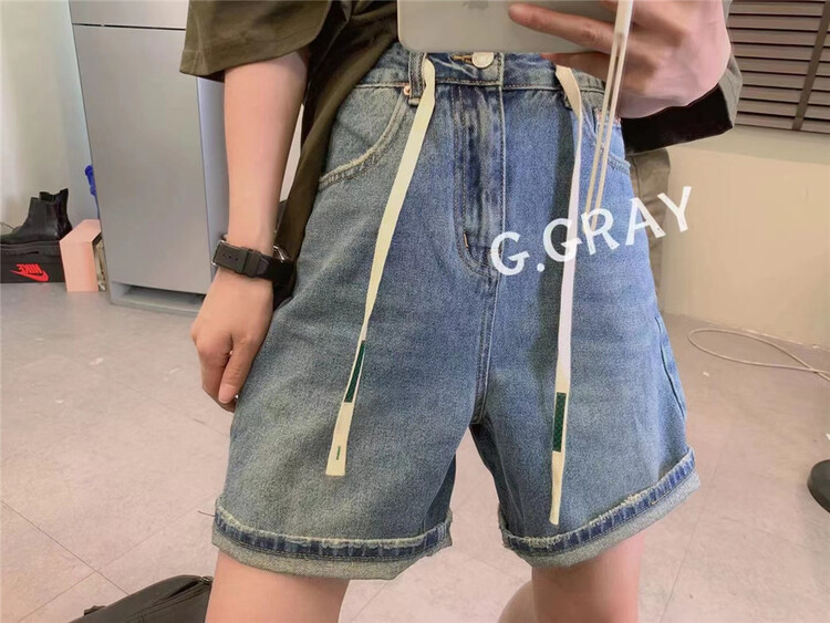 [g.gray] drawcord comfortable and versatile denim shorts dk212\l