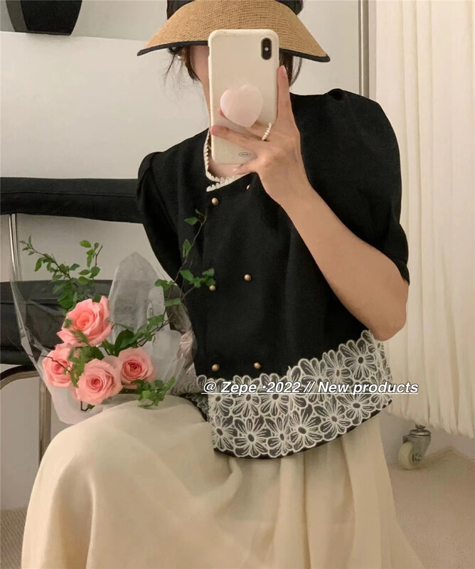 [Ze] double breasted fashion Korean bubble sleeve suit (suit only) ys1-8633\ll