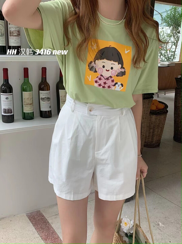 [HH &miss Lai] fashion cute girl printed short sleeve T-shirt 3416\l