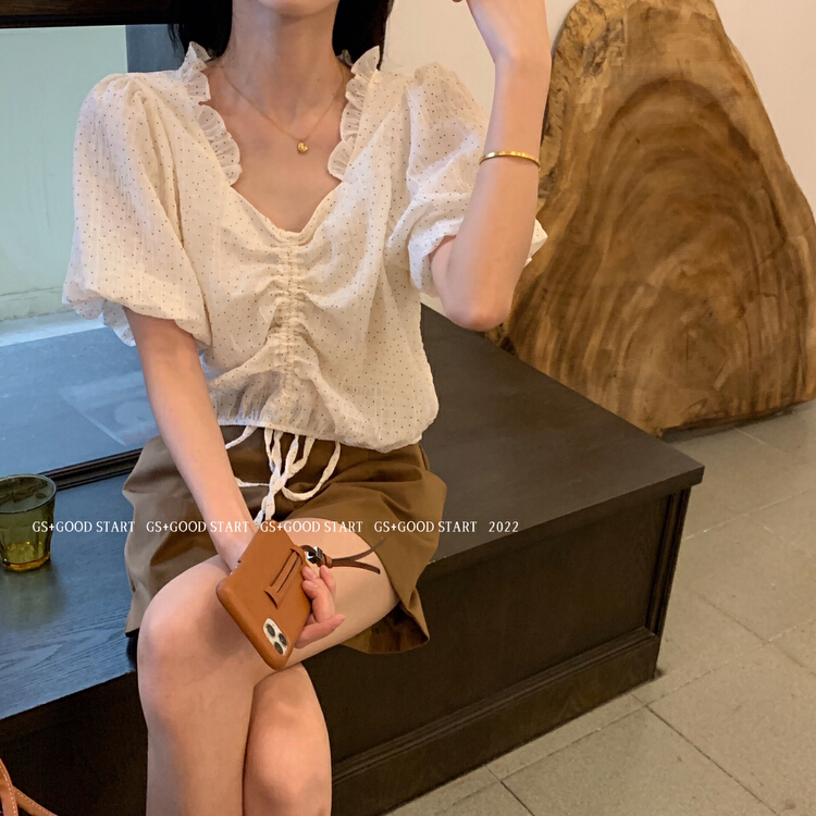 [gs.good star] Korean version lady wavelet Dot Shirt 22378\hjy