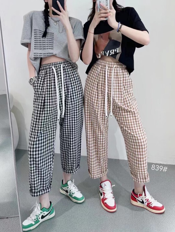 [Shangpin Wanqian] versatile loose check casual pants ys1-839\hjy