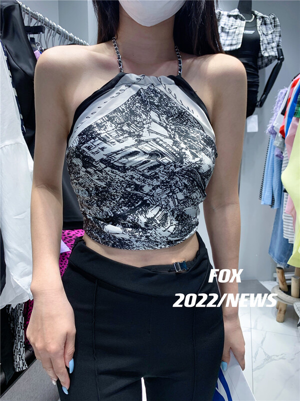 [fox] halo dyed chain neck hanging square scarf vest / sling 53000\wtt