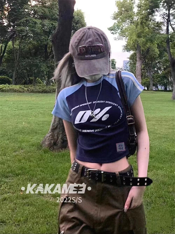 [Julia] online hot girl contrast short sleeve T-shirt ys1-1028\pcz